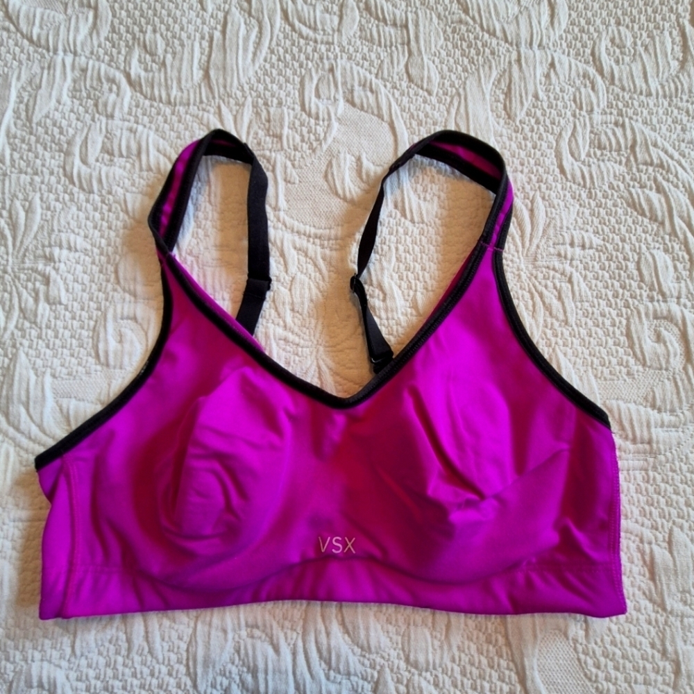 Victoria's Secret Sport 34B convertible strap purple & black bra VGUC